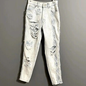 Vintage Daily Jeans distressed hi waist 1990s acid washed jeans 9/10